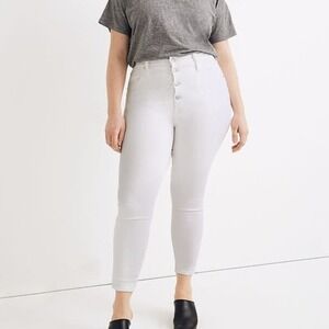 Madewell Women's 10" High Rise Button Fly Front Skinny Crop Jeans Size 32 White